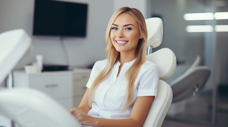 Woman showing healthy smile 